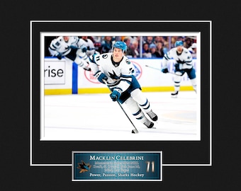 Macklin Celebrini #1 Draft Pick 16x14" ready to Frame Matted Photo & Plaque | Colour Pop or Full Colour Photo | NHL Debut Gift