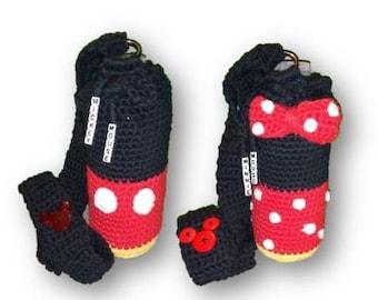 Mickey & Minnie Mouse Inspired Bottle Holder with Adjustable Strap Pattern