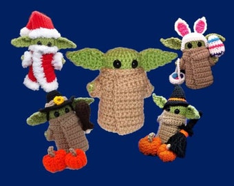Green Alien Child Amigurumi Crochet Pattern - with 4 REMOVABLE Costumes