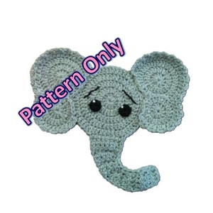 PATTERN - Large Elephant Applique/embellishment Crochet Pattern