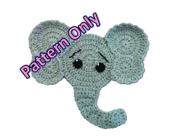PATTERN - Large Elephant Applique/embellishment Crochet Pattern