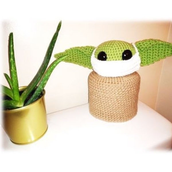 Baby Green Alien Child Crochet Pattern Toilet Paper Protector