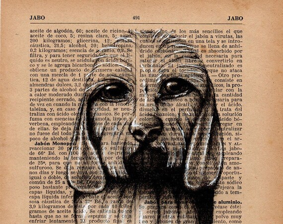 Dog nº 1. Printed drawing on the original page of the "Modern Industrial Encyclopedia" of the 1930s