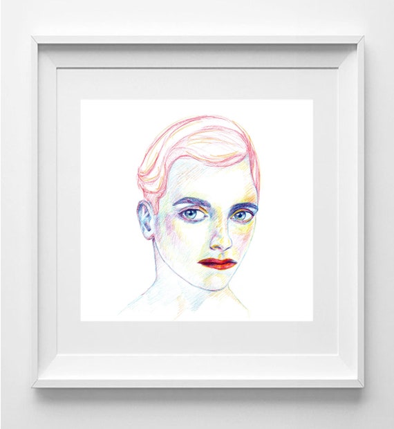 Vibrant Redhead Boy Portrait - Handcrafted Colored Pencil Artwork, Contemporary Wall Decor, 30x30cm