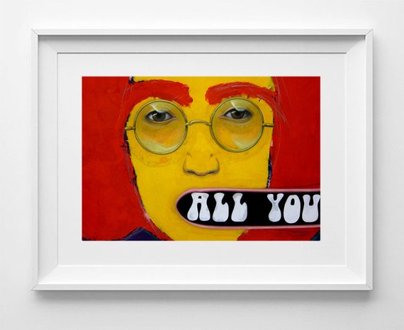 JOHN LENNON, Oil Painting Printable, Instant Downloadable Art, Digital Download, Digital Prints, art print, The beatles