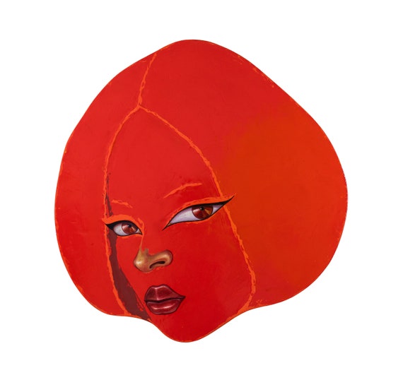 Mars Planet Oil Painting: Contemporary Pop Art Space Portrait on Wood Panel - 65cm.