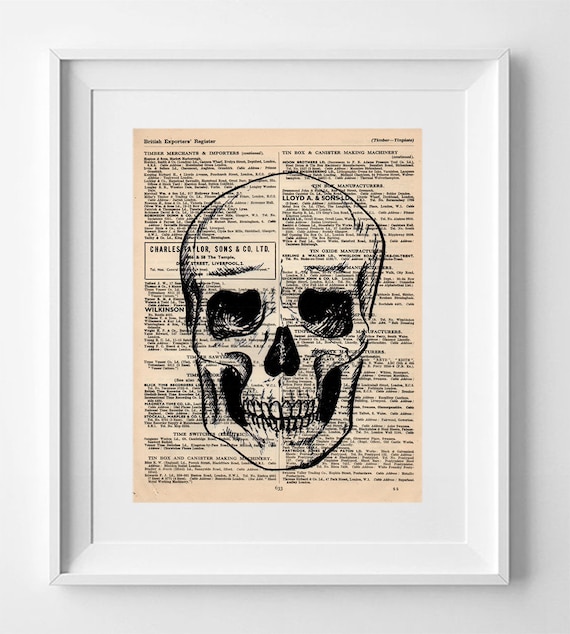BLACK SKULL. Printed drawing on the original page of the English publication Sell's National Directory and british exporter of 1949.