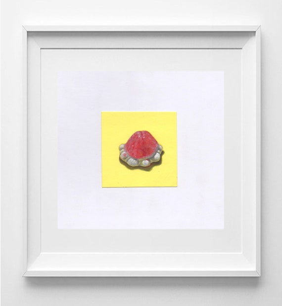CANDY STRAWBERRY. Oil painting on post-it paper.