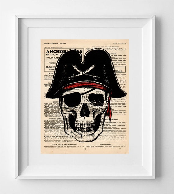 PIRATE CAPTAIN. Printed drawing on original page of the English publication Sell's National Directory and british exporter of 1949.