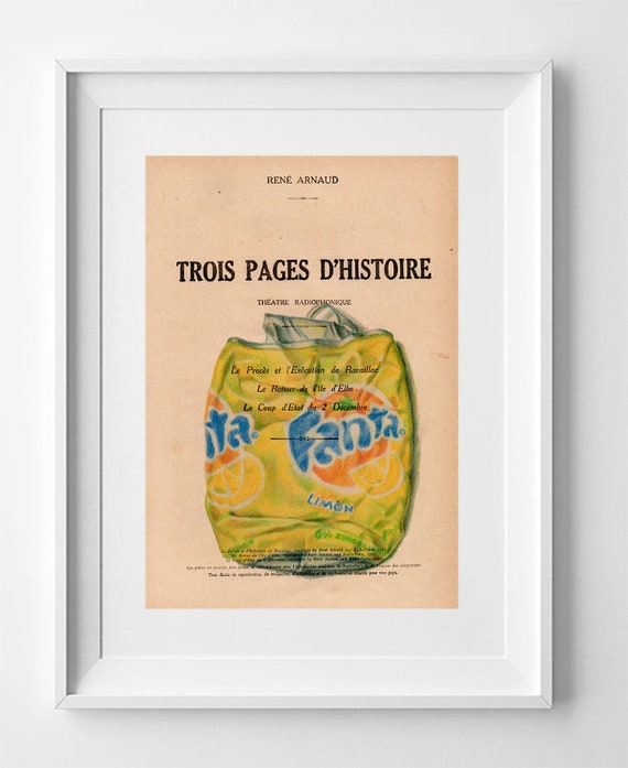 Vintage 1920 French Fanta Lemon Print on Original La Petite Illustration Page - Retro Beverage Art 28x19cm.