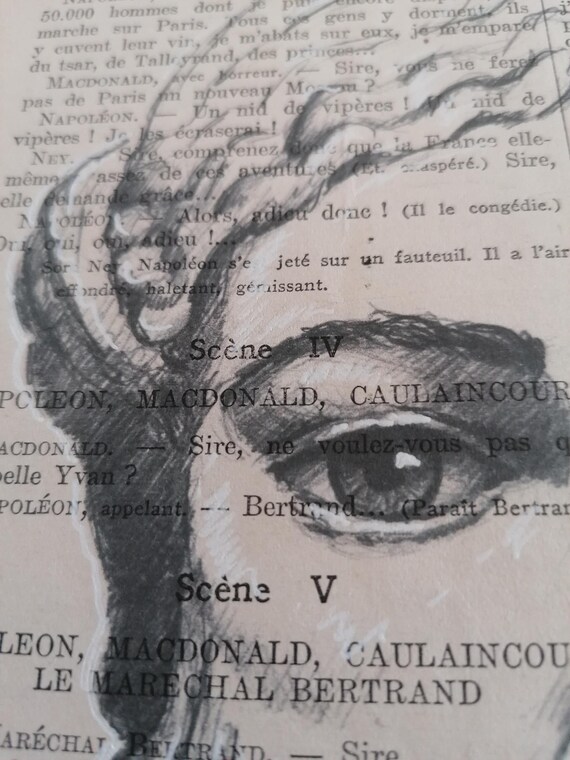 Vintage Dionysos Drawing Print on Recycled Magazine Page - Unique Dionysos Wall Art 28x19cm