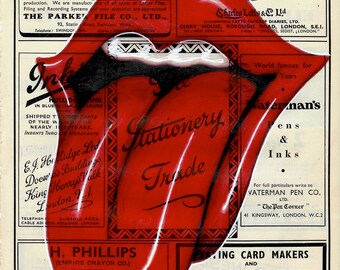 Vintage Rolling Stones Tongue Logo Print: British Rock Art