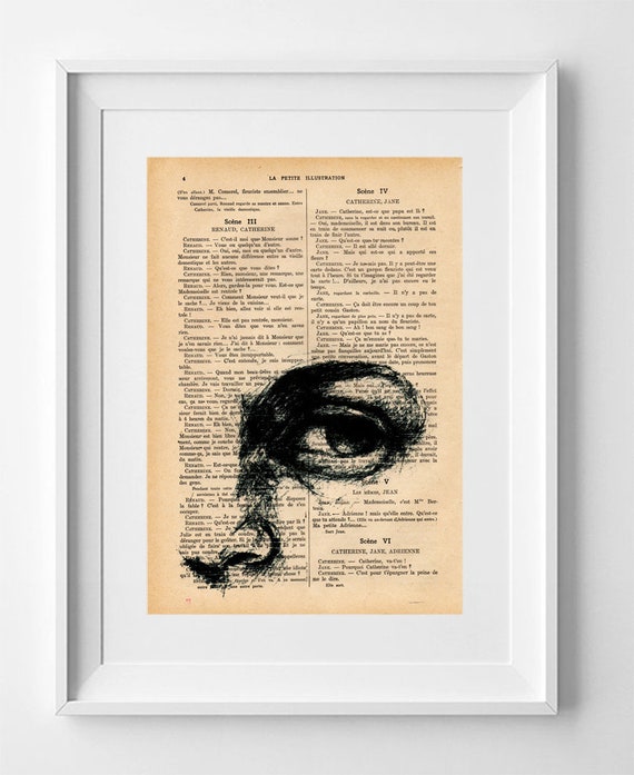 Vintage French Magazine Art Print: Mirada Eye Drawing on 1920s La Petite Illustration Page 28x19cm.
