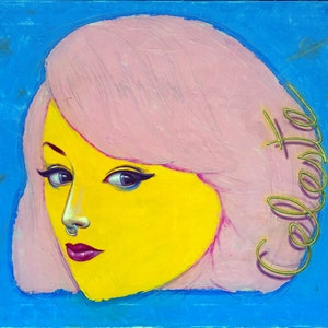 Celeste: Contemporary Pop Surrealism Acrylic & Oil Painting on Canvas - Original Modern Figurative Art - 60 x 73cm.