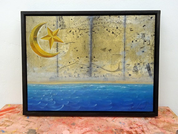 ARABIAN SEA, Oil painting on panel, Pop Art, surreal painting, Contemporary art, Fine art, Lowbrow, streetart, Collage, Deco.