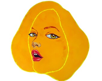 Venus Pop Art Painting: Contemporary Astronomy Oil on Board, Lowbrow Street Art Solar System - 55cm.
