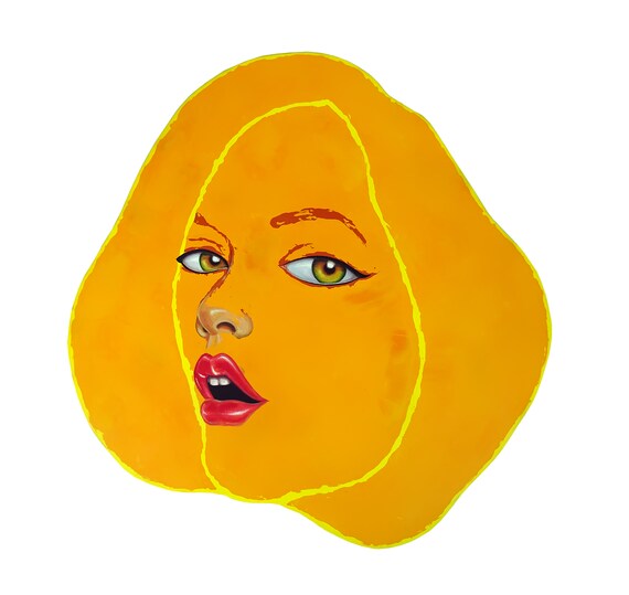 Venus Pop Art Painting: Contemporary Astronomy Oil on Board, Lowbrow Street Art Solar System - 55cm.