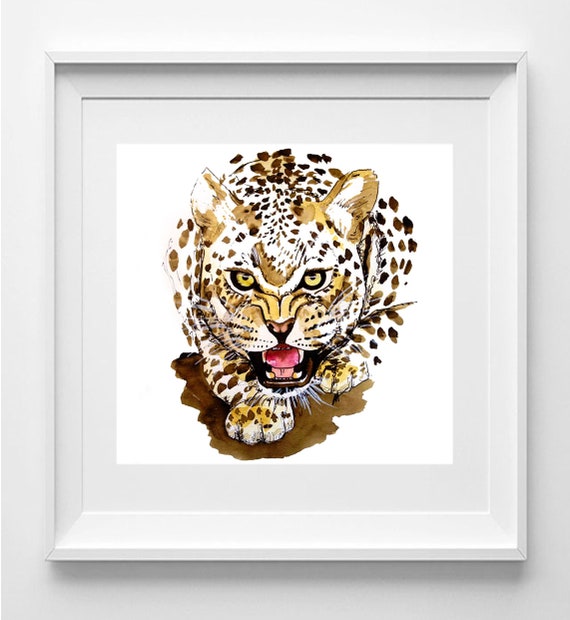 Hand-Drawn Cheetah Wildlife Portrait: Premium Art Print for Wall Decor (21x21cm)