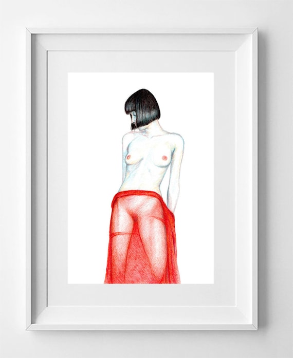 Female nude figure. Pencil Drawing Printable, Instant Downloadable Art, Digital Download, Digital Prints, art print
