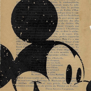 Vintage Mickey Mouse Illustration: Adorable Mini Print from Book Page - 18x12cm Reproduction