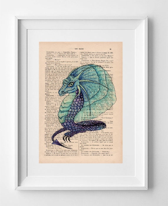 Vintage French Dragon Illustration: 1920s La Petite Illustration Recycled Page Print