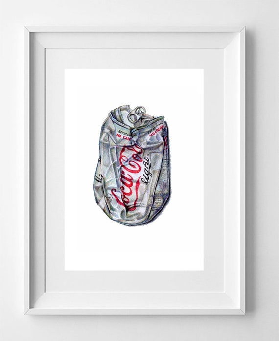 COCA COLA LIGHT. Pencil drawing printable, Downloadable art snapshot, Digital download, Digital prints, art print