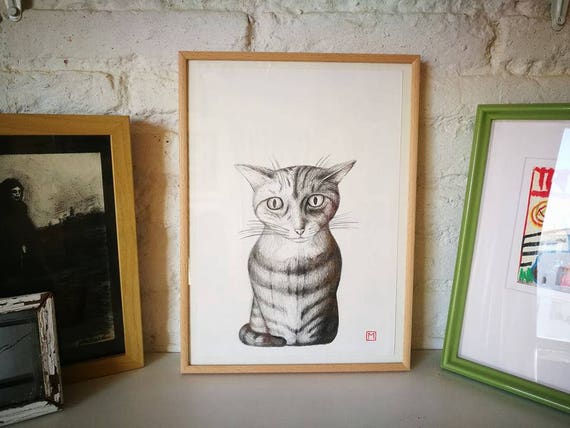 KITTEN. Original drawing made in pencil on 300gr paper.