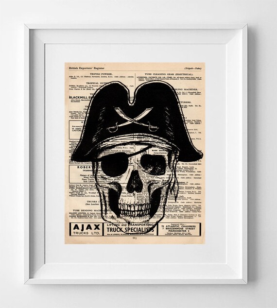 CAPTAIN PIRATE . Printed drawing on the original page of the English publication Sell's National Directory and british exporter of 1949.