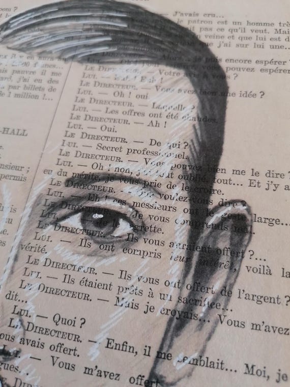 Vintage French Magazine Upcycled Art Print: Hipster Man Portrait on 1920s La Petite Illustration Page 28x19cm