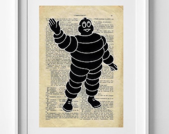 BIBENDUM MICHELIN, Vintage Bibendum Michelin Art Print on Recycled