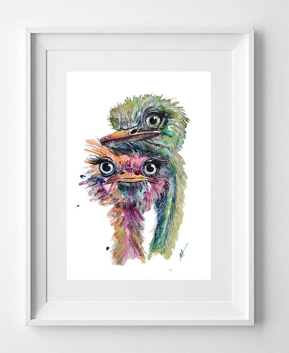 Ostrich Illustration: Savanna Wildlife Artwork - Hand-Drawn Print on Premium Paper (29.7x21cm)