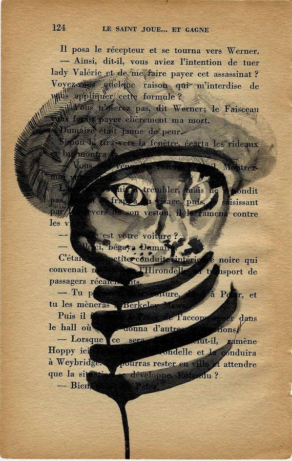 The kitten Miss Cossete, Vintage Book Page Cat Print:Srta. Cosette - Unique Feline Art on Antique Paper - 12 x 18cm. vintage dog print decor