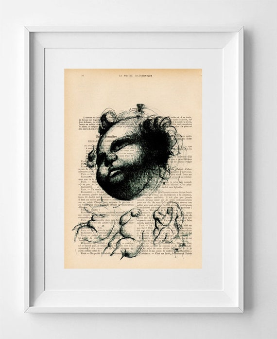 Vintage French Magazine Upcycled Art Print: 1920s Classic Drawing on La Petite Illustration Page 28x19cm