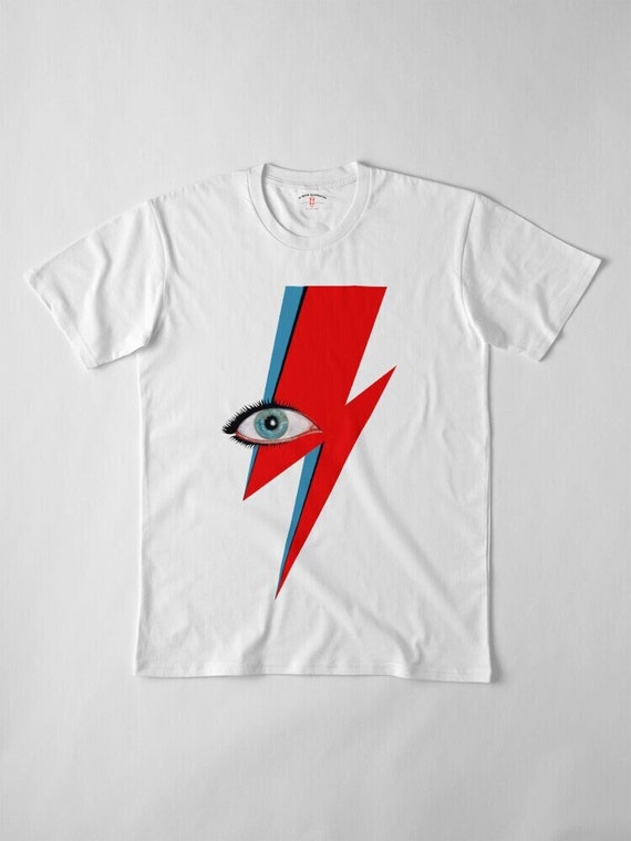David Bowie Ziggy Stardust Organic Cotton Unisex Tee: Lightning Bolt Eyes Tribute Shirt