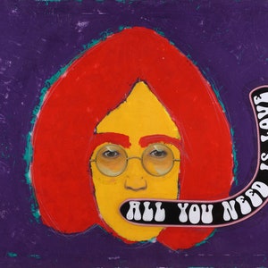 John Lennon Pop Art Oil Painting: Beatles-Inspired Contemporary Canvas Portrait (81x100cm)
