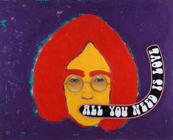 John Lennon Pop Art Oil Painting: Beatles-Inspired Contemporary Canvas Portrait (81x100cm)