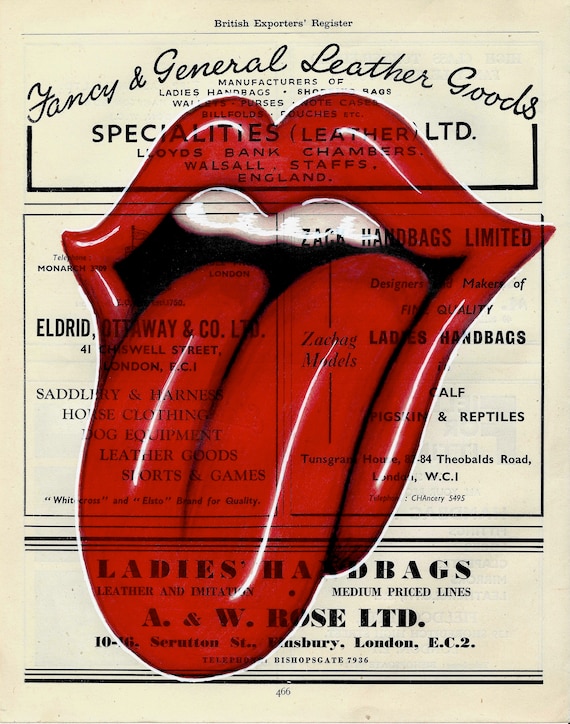貴重【KOZIK コジック】ポスター ROLLING STONES ストーンズ Vintage Rolling Stones Tongue Logo Print: British Rock Art