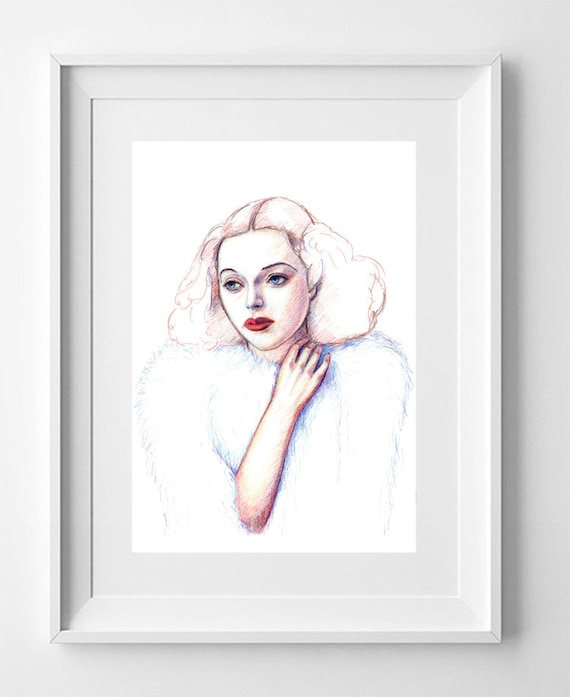 Hedy Lamarr. Pencil Drawing Printable, Instant Downloadable Art, Digital Download, Digital Prints, art print