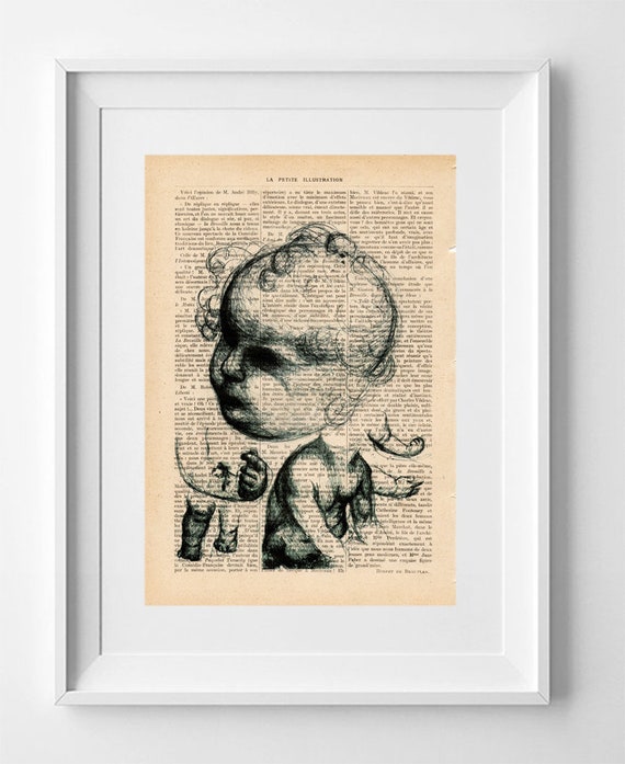 Vintage French Magazine Upcycled Art Print: 1920s Classic Drawing on La Petite Illustration Page 28x19cm
