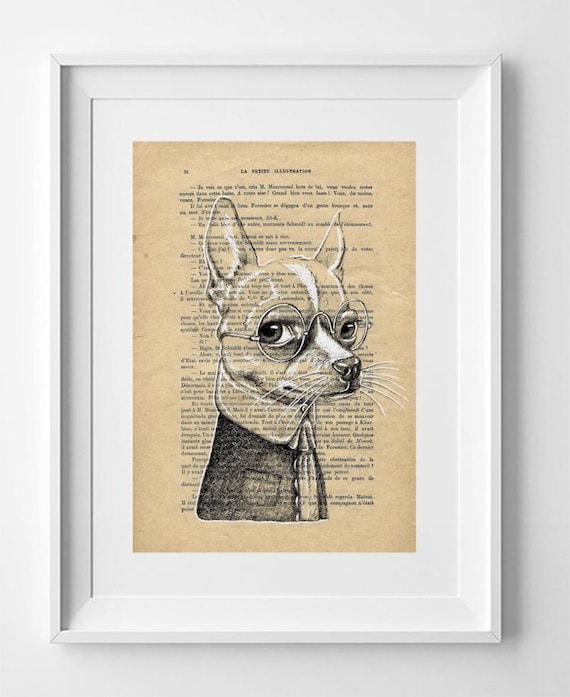 Vintage French Book Page Print: Dachshund Lord Dog Art, Original Drawing Wall Decor 28x19cm.