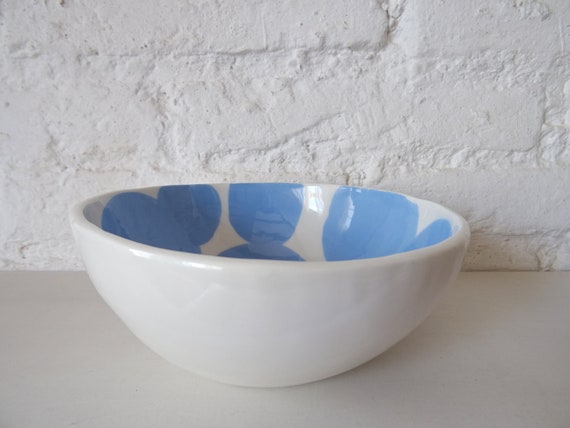 Handcrafted Mediterranean Blue Ceramic Bowl - Artisanal Pottery Vessel for Home Decor (17x6.5cm)