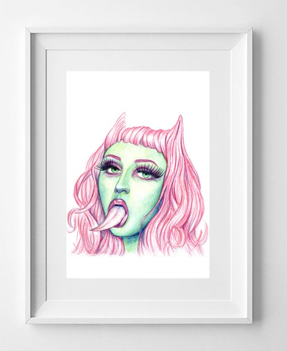 she-devil Pencil Drawing Printable, Instant Downloadable Art, Digital Download, Digital Prints, art print