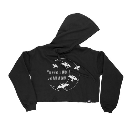 PREORDER ONLY: Women's The Night is Dark and Full of Cats Graphic Crop Hoodie