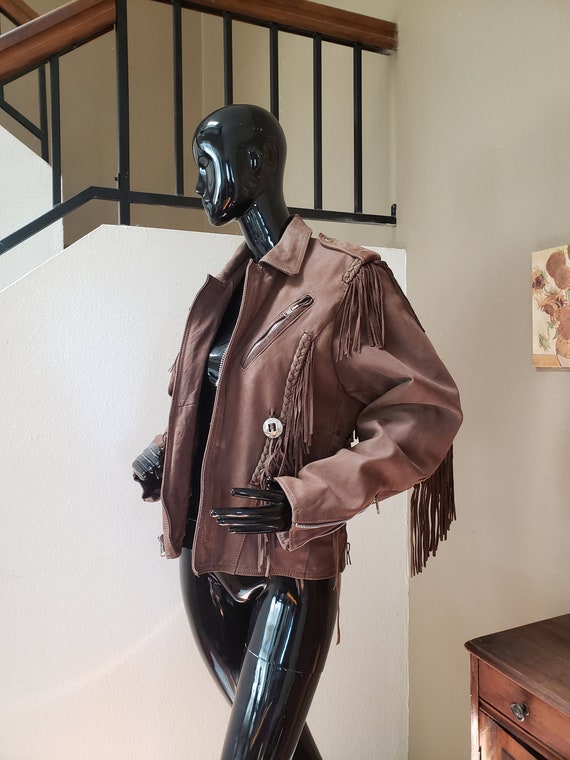 Vintage leather fringe jacket
