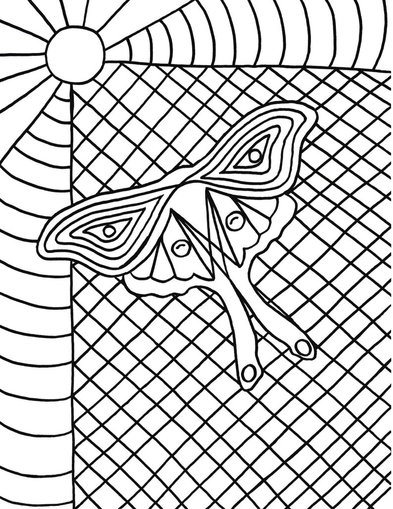 Luna Moth Coloring Page | Etsy