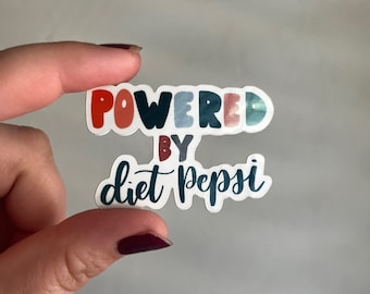 Powered By Diet Pepsi Sticker, waterproof sticker, dishwasher safe sticker, soda sticker, diet pepsi, diet pepsi addict, diet pepsi gift