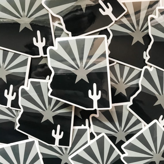 3S MOTORLINE Adesivo Bandiera Arizona – 2 Pezzi – Vinile Opaco, Bianco, Per Auto - 3