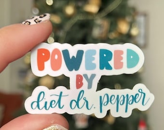 Powered By Diet Dr Pepper Sticker, diet dr pepper sticker, waterproof sticker, dishwasher safe sticker, soda sticker, diet dr pepper, soda