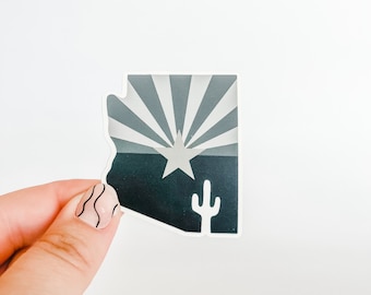 Arizona Flag Sticker, az, arizona, black and white flag, waterproof sticker, state 48, state forty eight, arizona sticker
