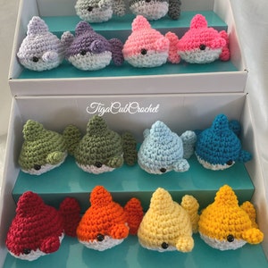 Made To Order Kawaii Cute Adorable Crochet Shark Plushies Stuffies Amigurumi Aquarium Animals Lovers Gifts For Her Gifts For Him Handmade image 1